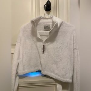 Urban outfitters cropped white zip up